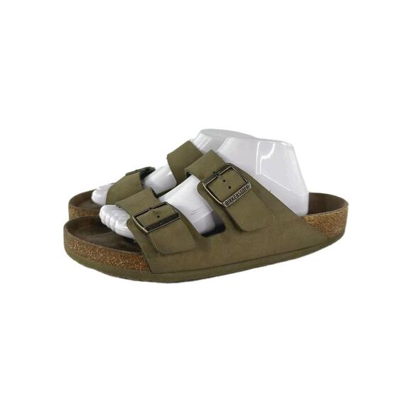 Birkenstock Arizona Vegan Mens Shoes US 10 Birko Flor Green Slide Sandals - Picture 1 of 12
